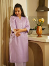 Lilac Airy Linen Long Kurta Co-ord Set