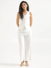 Women White Waist Coat Co-ord Set
