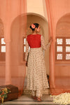 Beige, Red Chiffon Gulal Anarkali Set