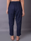 Women Navy Blue Plain Trouser