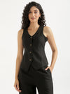 Women Black Waist Coat Co-ord Set