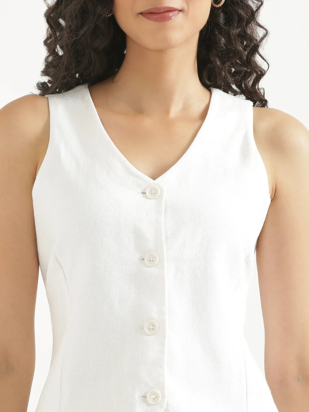 Women White Waist Coat Co-ord Set