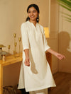 White Airy Linen Long Kurta Co-ord Set