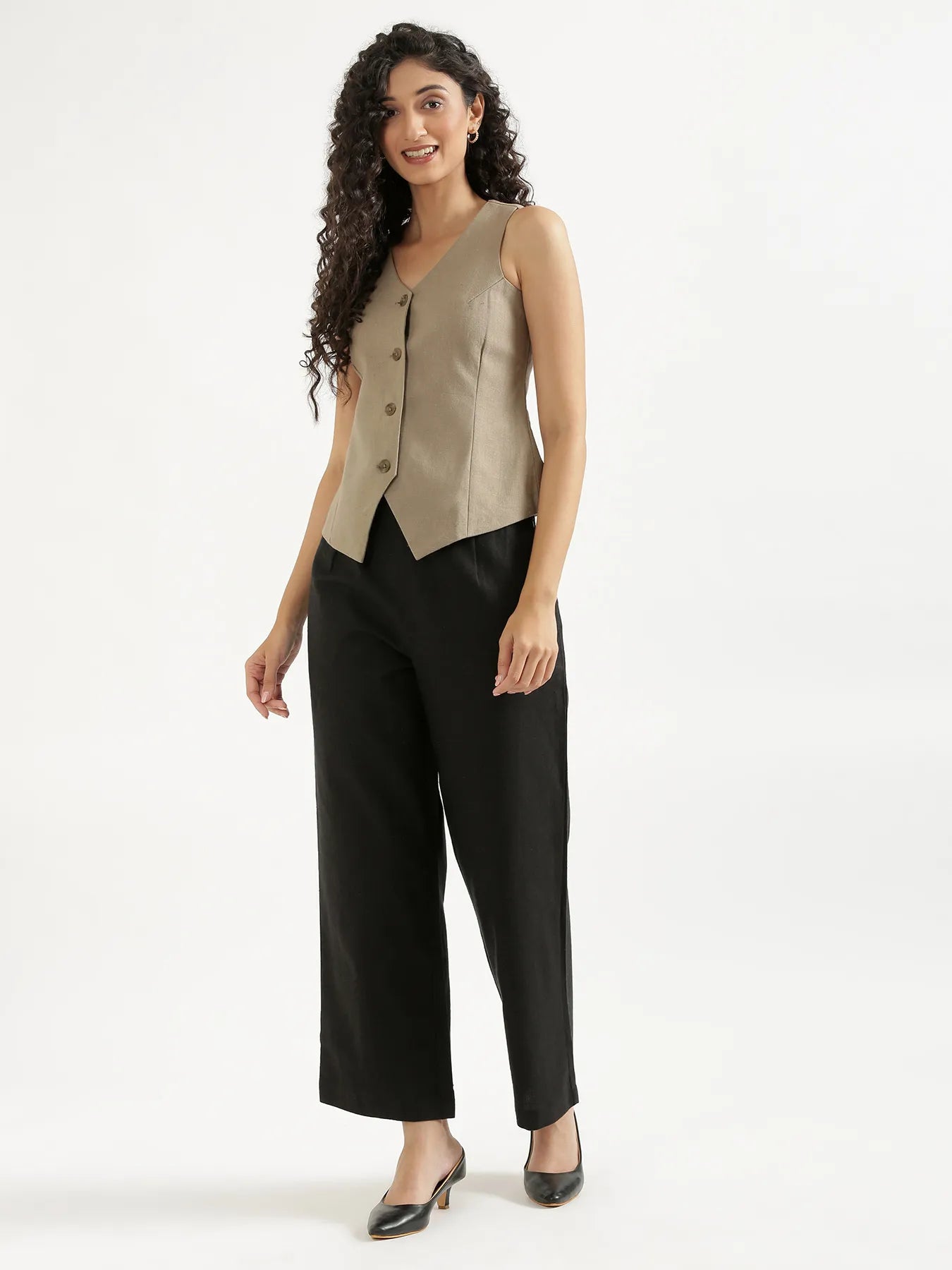 Women Black Waist Coat Co-ord Set