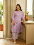 Lilac Airy Linen Long Kurta Co-ord Set