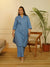 English Blue Airy Linen Long Kurta Co-ord Set