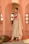 Beige, Red Chiffon Gulal Anarkali Set