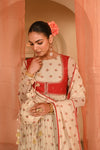 Beige, Red Chiffon Gulal Anarkali Set