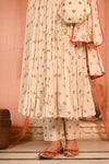 Beige, Red Chiffon Gulal Anarkali Set