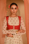 Beige, Red Chiffon Gulal Anarkali Set