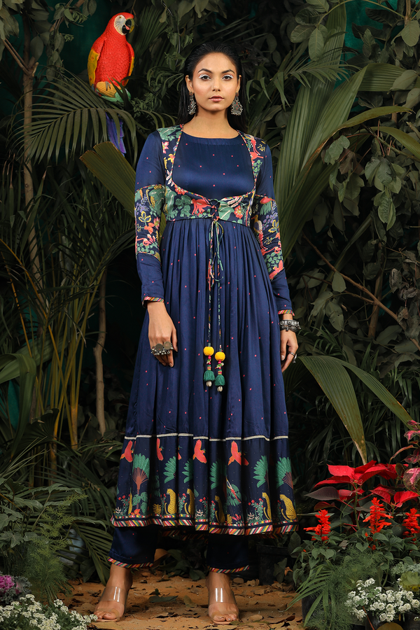 BLUE MODAL SATIN KAINAAT ANARKALI SET