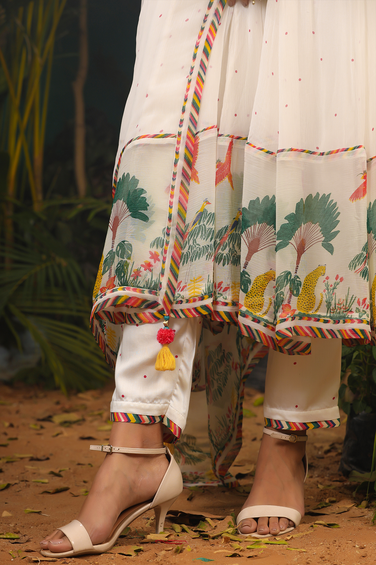 WHITE CHIFFON NOORI ANARKALI SET