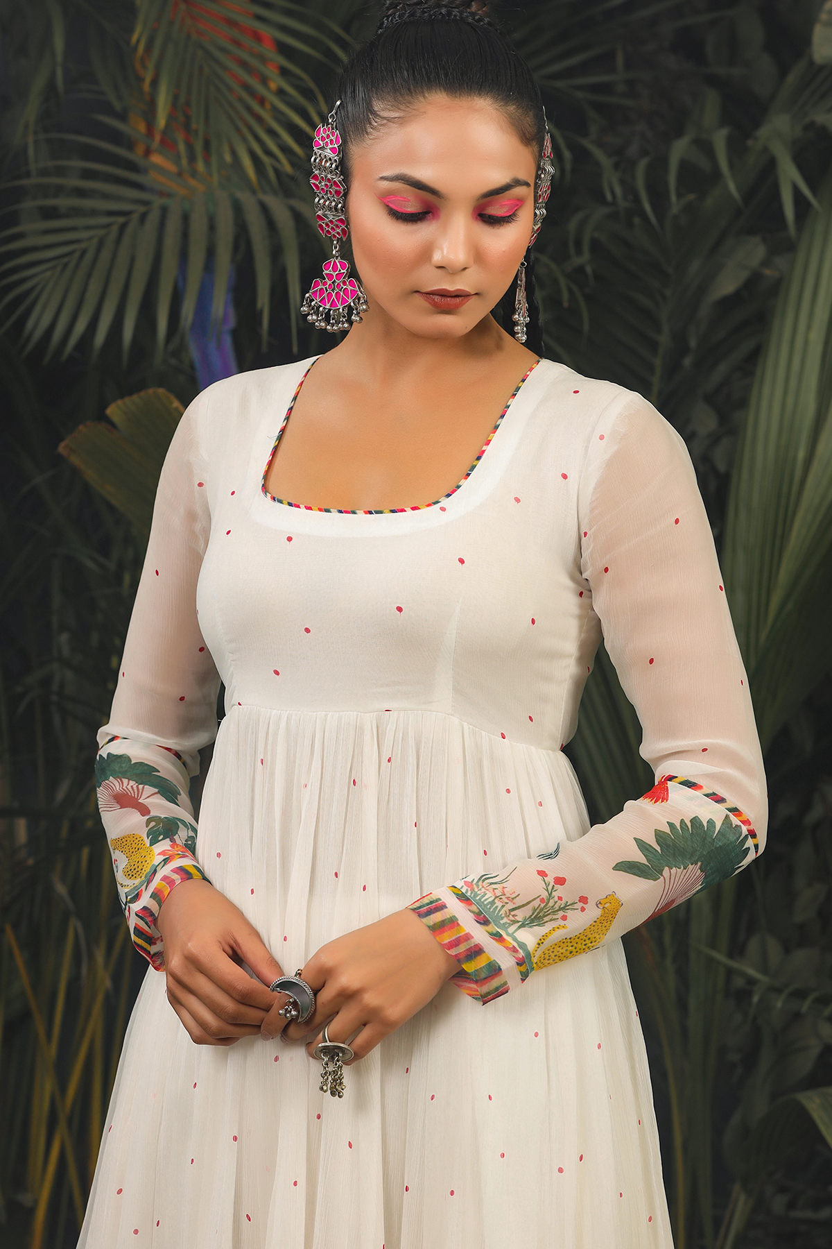 WHITE CHIFFON NOORI ANARKALI SET