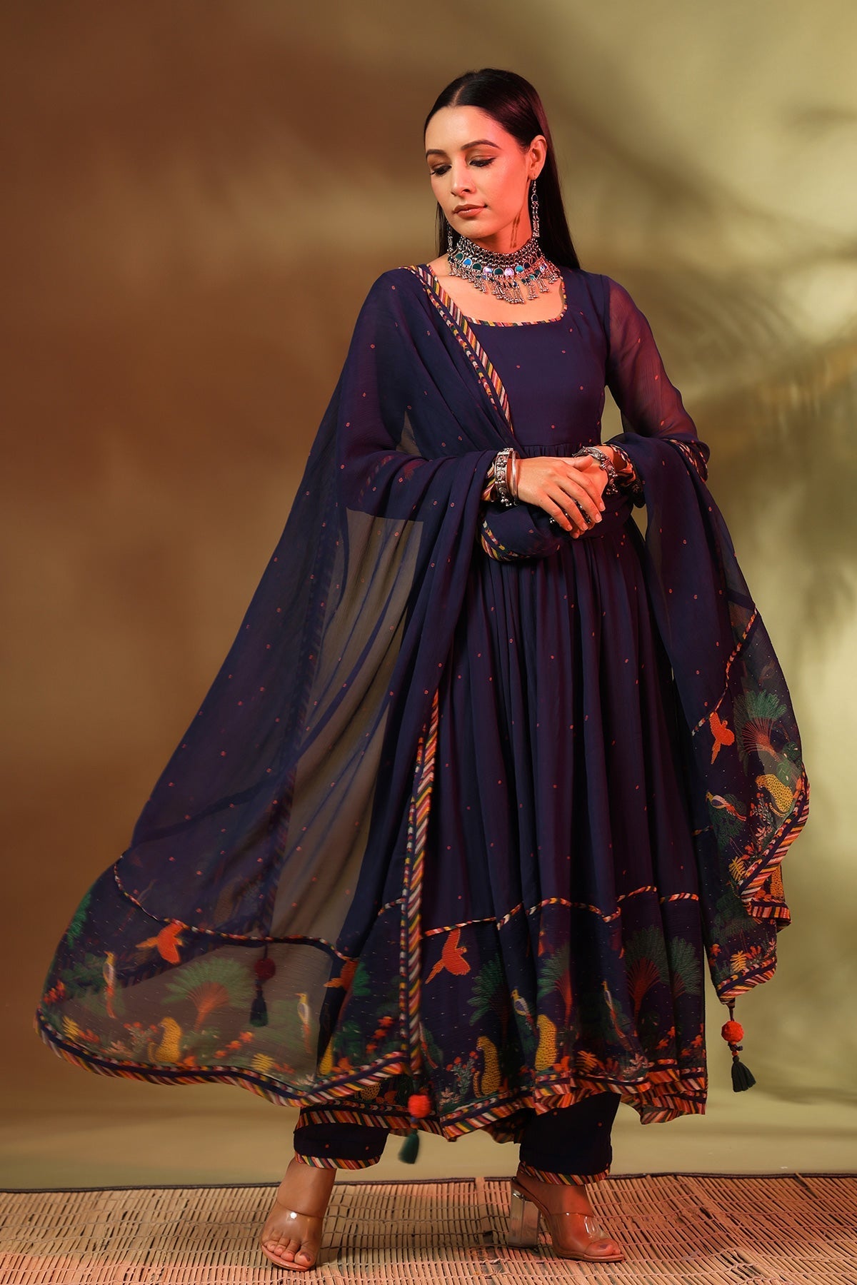 Noori Blue Anarkali Set of 3