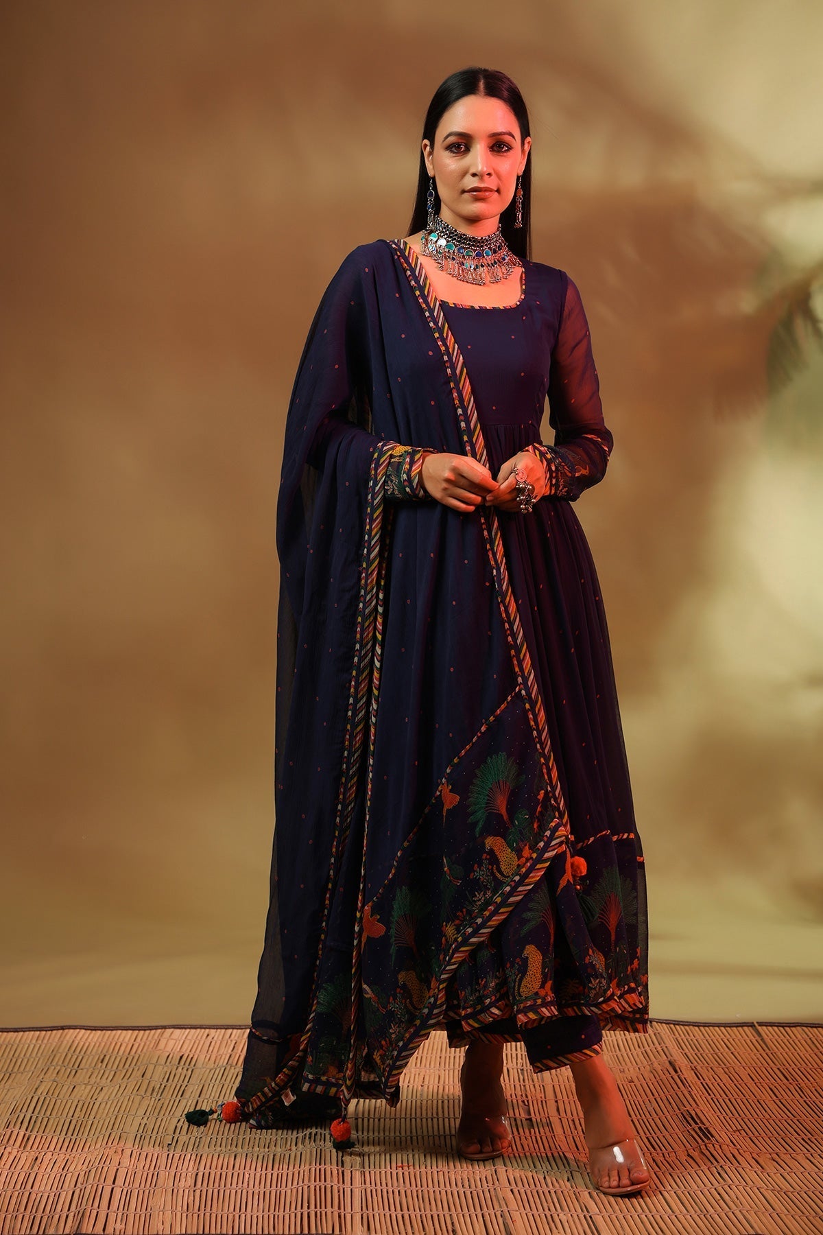 Noori Blue Anarkali Set of 3