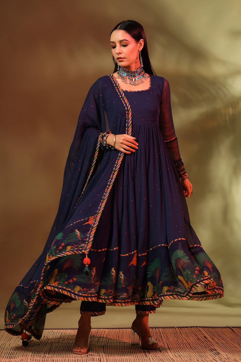 Noori Blue Anarkali Set of 3