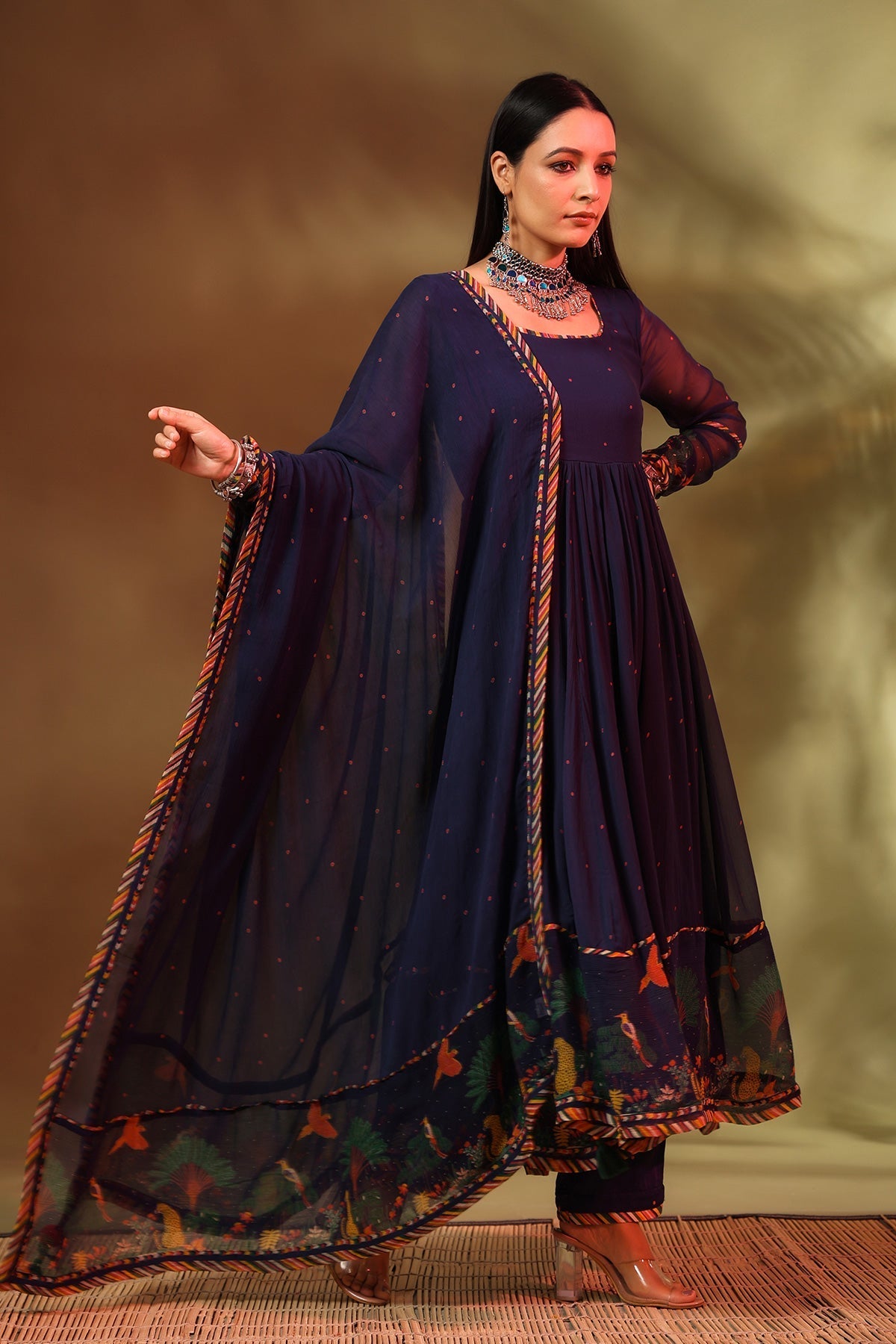 Noori Blue Anarkali Set of 3