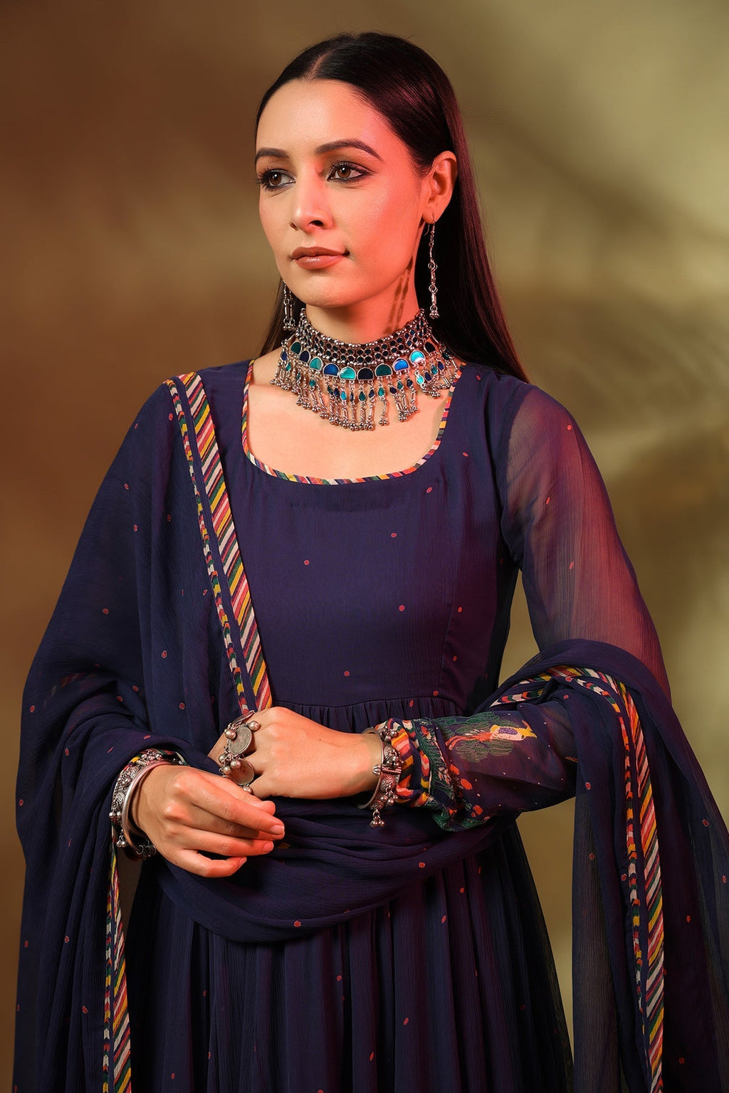 Noori Blue Anarkali Set of 3